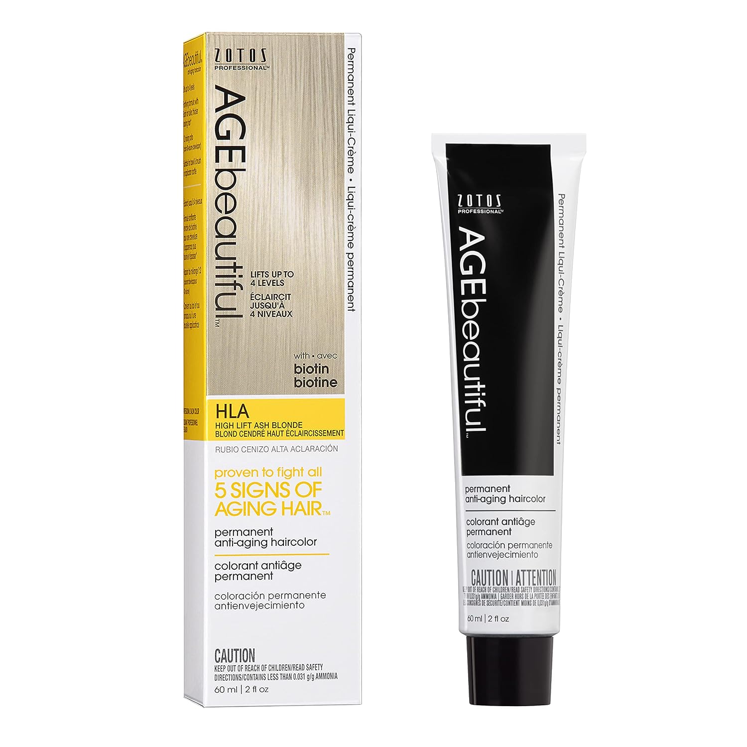 AGE beautiful Permanent Hair Color Cream, 100% Gray Coverage Hair Dye with Biotin Anti-Aging Formula for Fuller, Thicker Hair, Professional Salon Quality