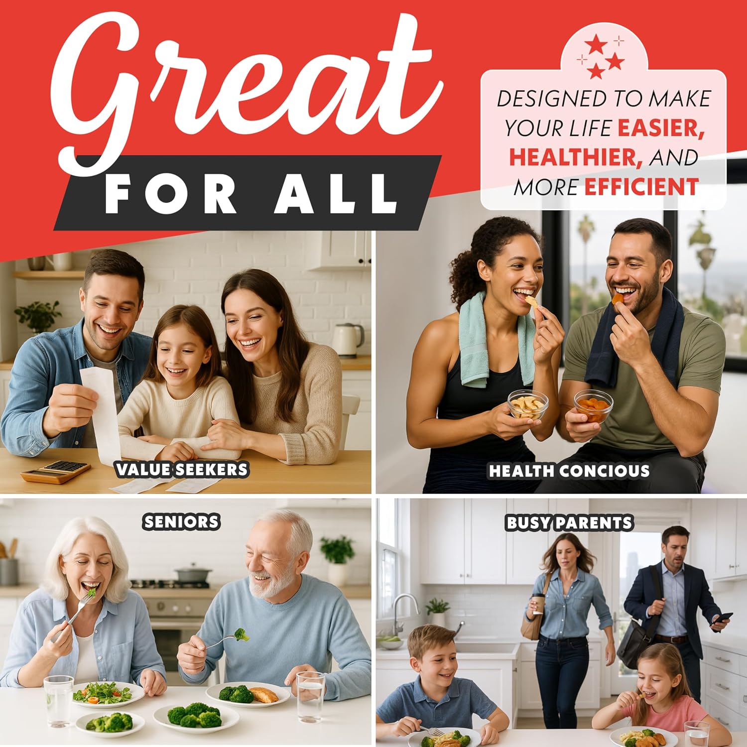 Gourmia Air Fryer Toaster Combo - 6-in-1 Multi-function Countertop Oven Adjustable Temperature & Timer, Fry Basket, Baking Pan