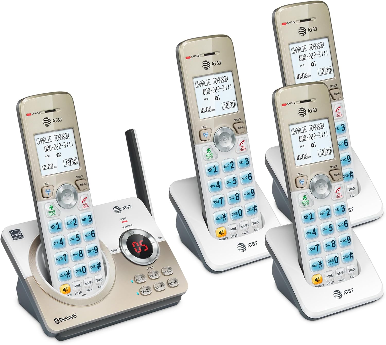 AT&T DL72219 DECT 6.0 2-Handset Cordless Phone for Home with Connect to Cell, Call Blocking, 1.8" Backlit Screen, Big Buttons, intercom
