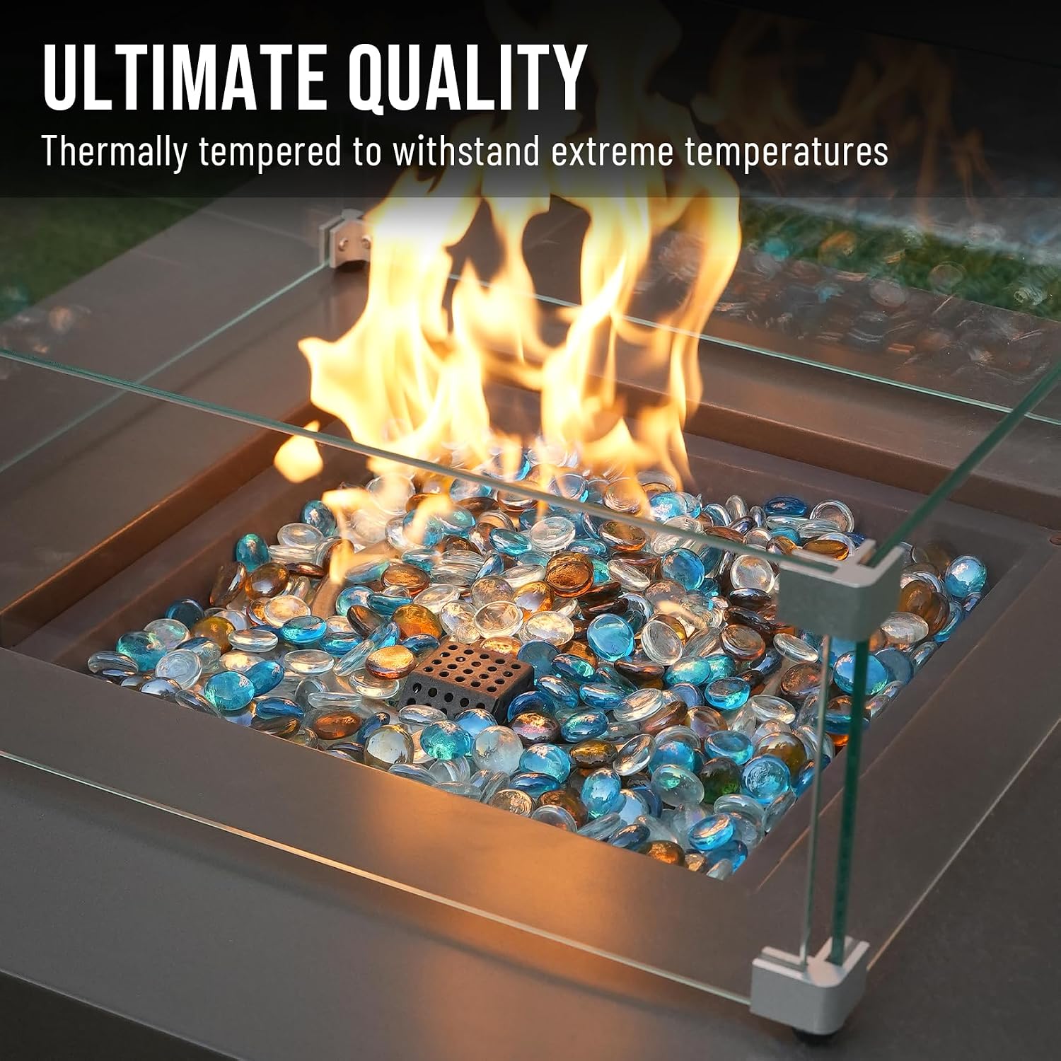 Skyflame 10-Pound Fire Glass Beads for Fire Pit Fireplace, Onyx Black