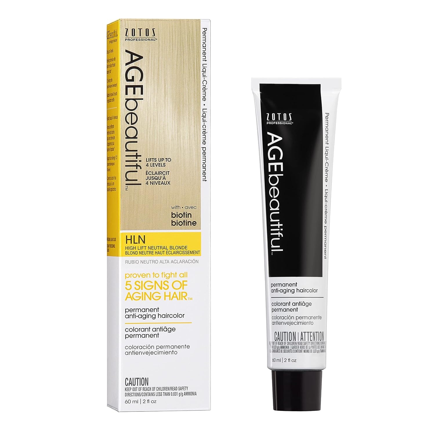 AGE beautiful Permanent Hair Color Cream, 100% Gray Coverage Hair Dye with Biotin Anti-Aging Formula for Fuller, Thicker Hair, Professional Salon Quality