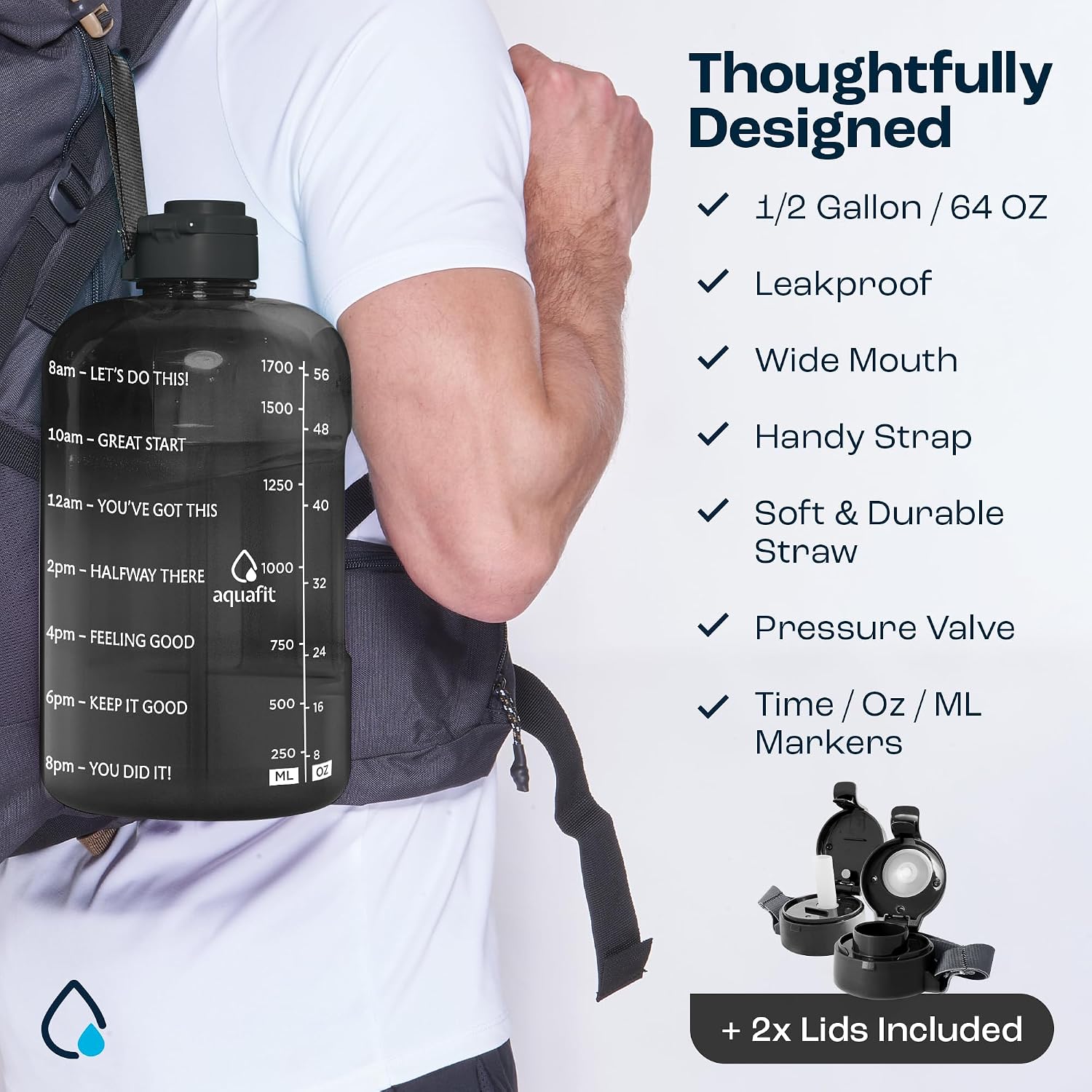 AQUAFIT 1 Gallon Water Bottle with Time Marker