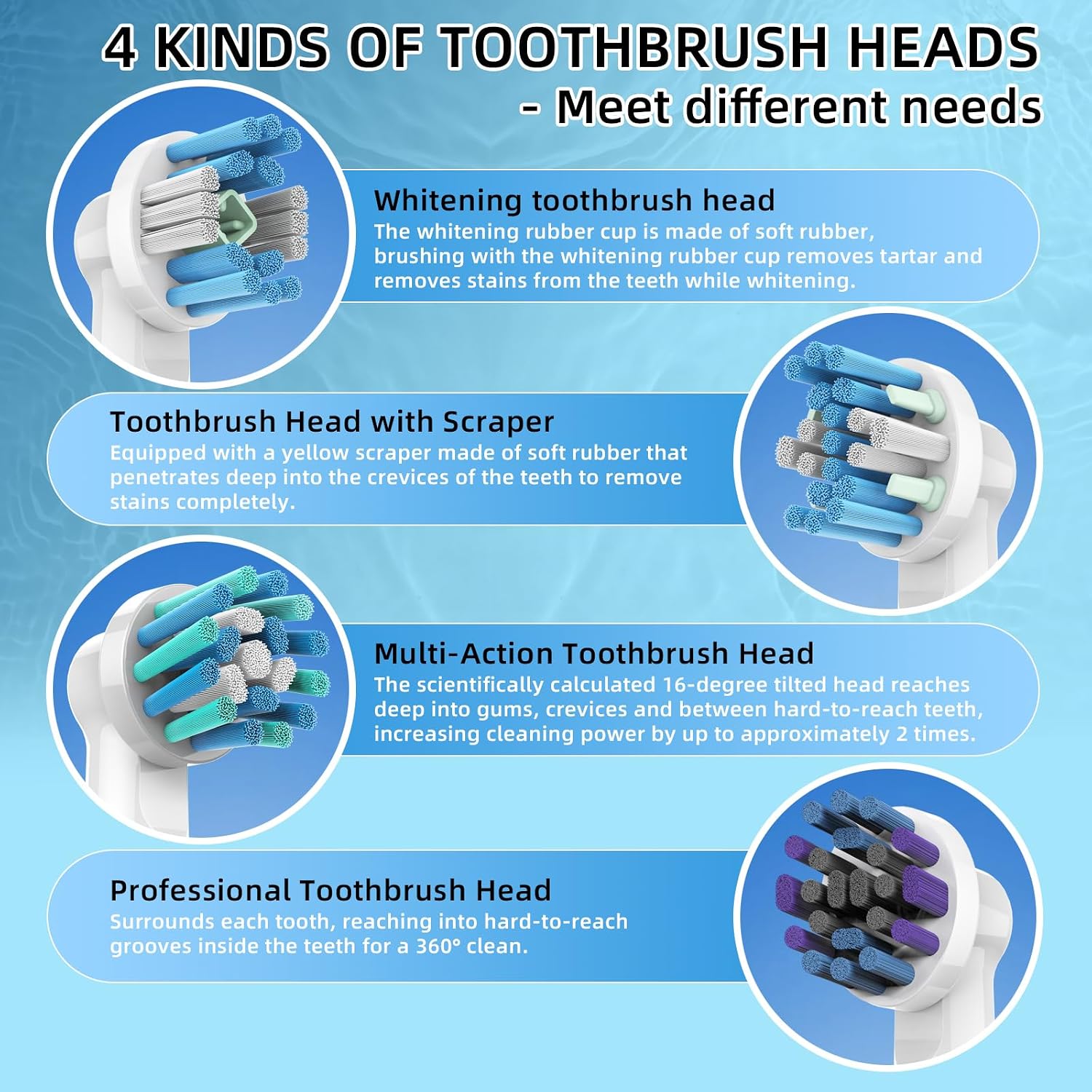 Electric Toothbrush Replacement Heads 16 Pack/Compatible Oral B Braun Replacement Brush Heads/Compatible Oral B Replacement Brush Heads