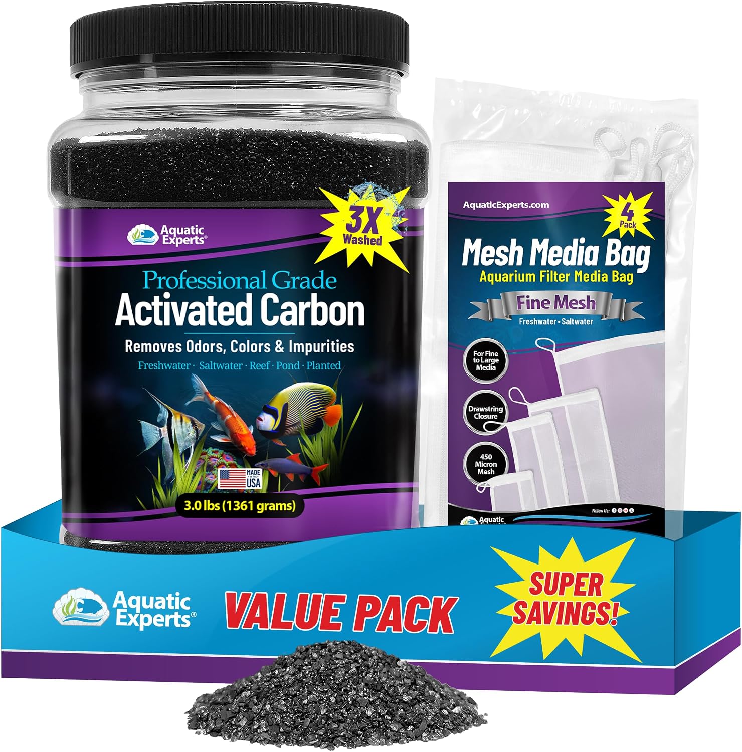 Aquarium Carbon Pad – Cut‑to‑Fit Carbon Infused Filter Pad Media for Crystal Clear Fish Tanks and Ponds, 3/8"–1/2" Thick (10.5 Inch Width