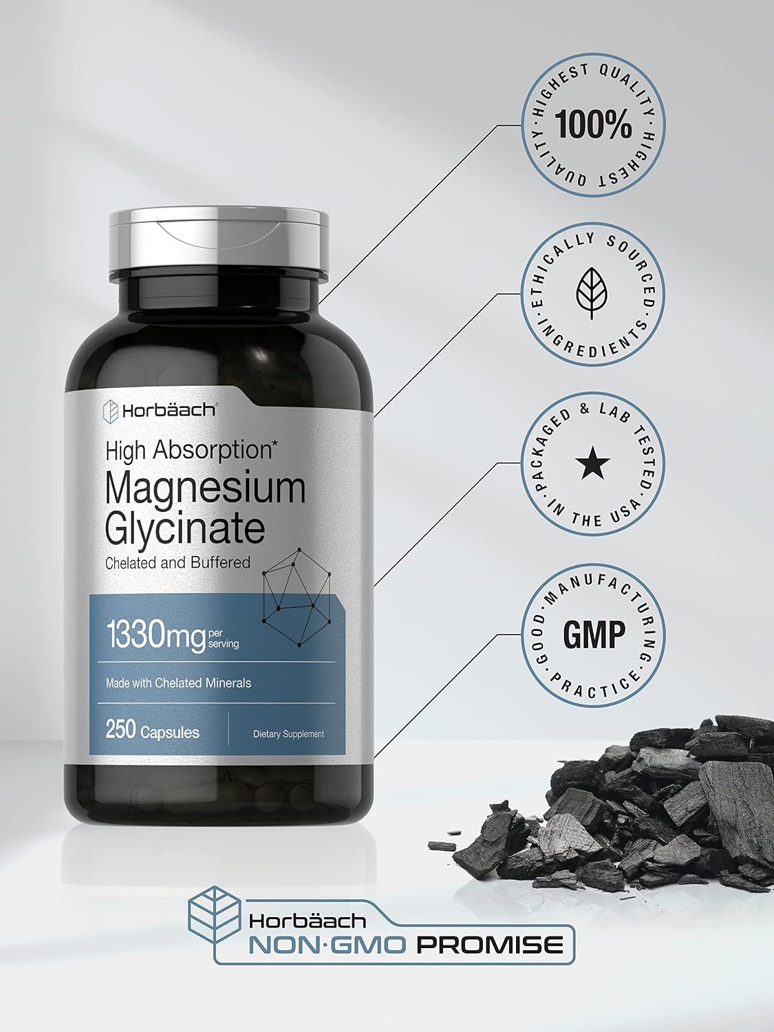 Horbaach Magnesium Glycinate 1330mg | 250 Capsules