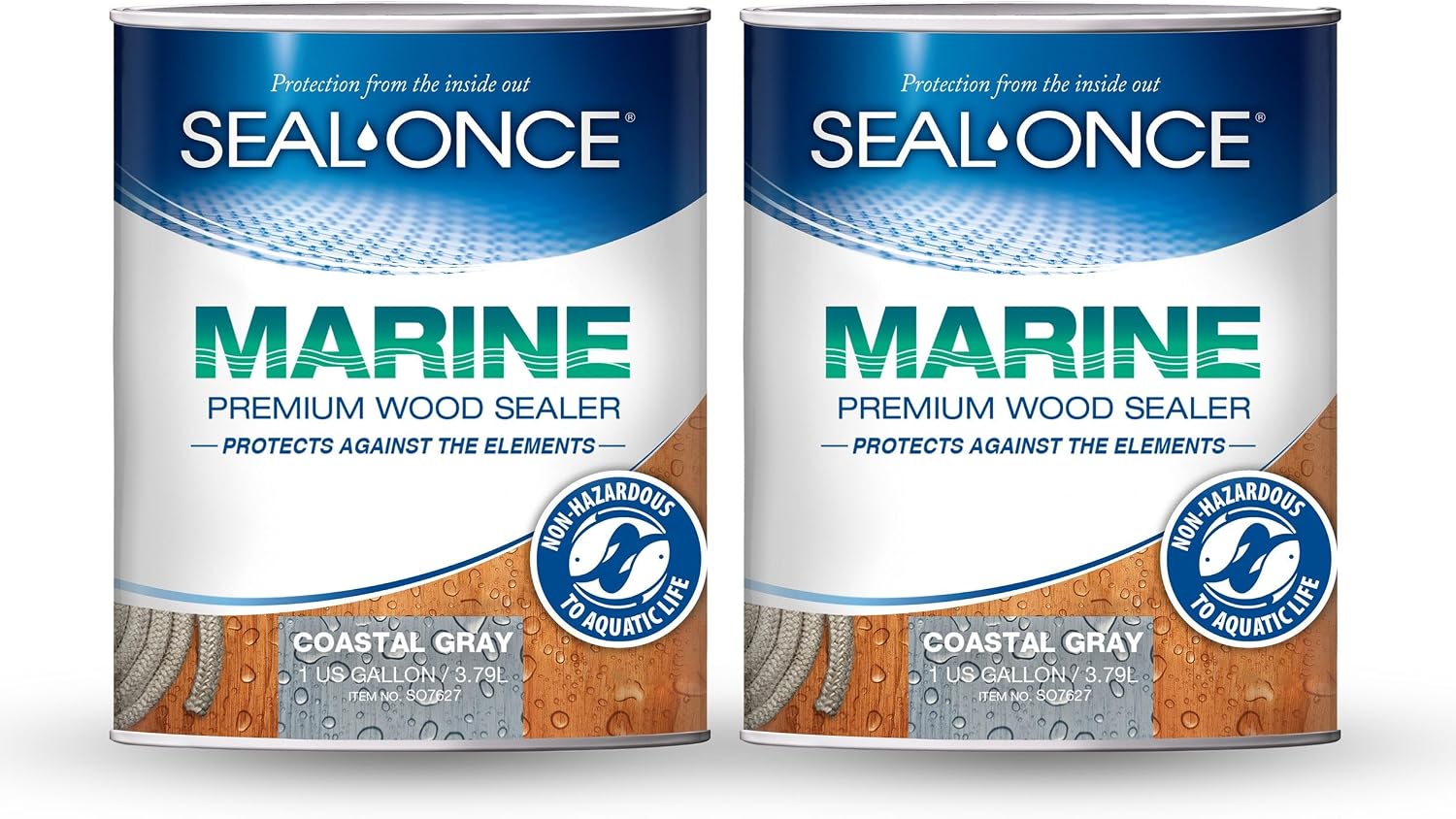 SEAL-ONCE Marine Penetrating Wood Sealer and Waterproofer, Clear, 1 Gallon | Waterproofer & Stain, Water-Based, Ultra-low VOC formula, For high-moisture areas