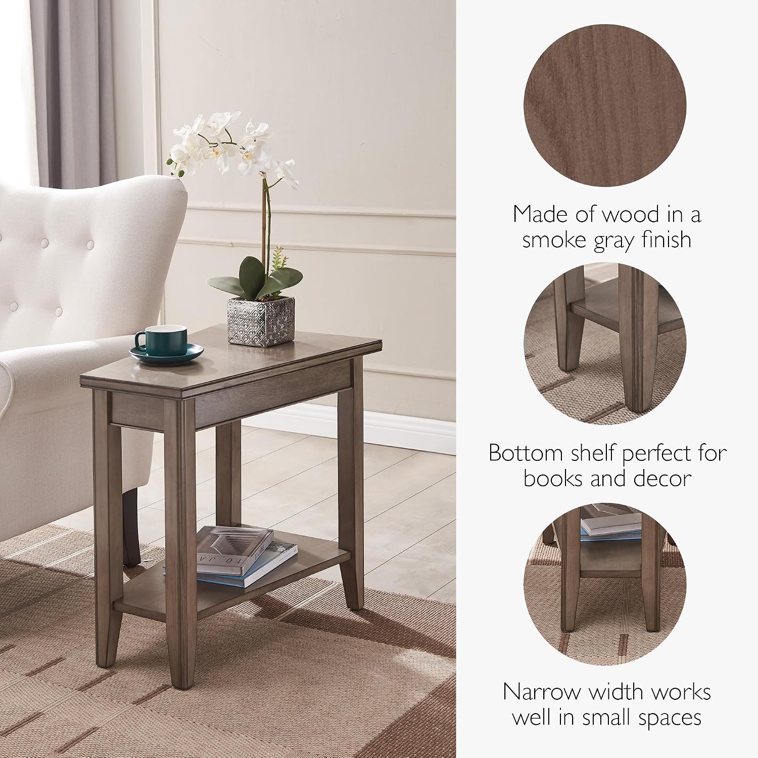Leick Home Delton Wedge End Table, 17", Sienna