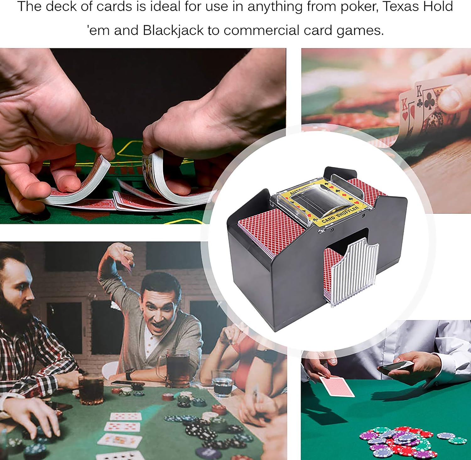 Automatic Card Shuffler for Five Crowns Card Game, Battery Operated Poker Shuffling Machine, Poker Card Shuffler