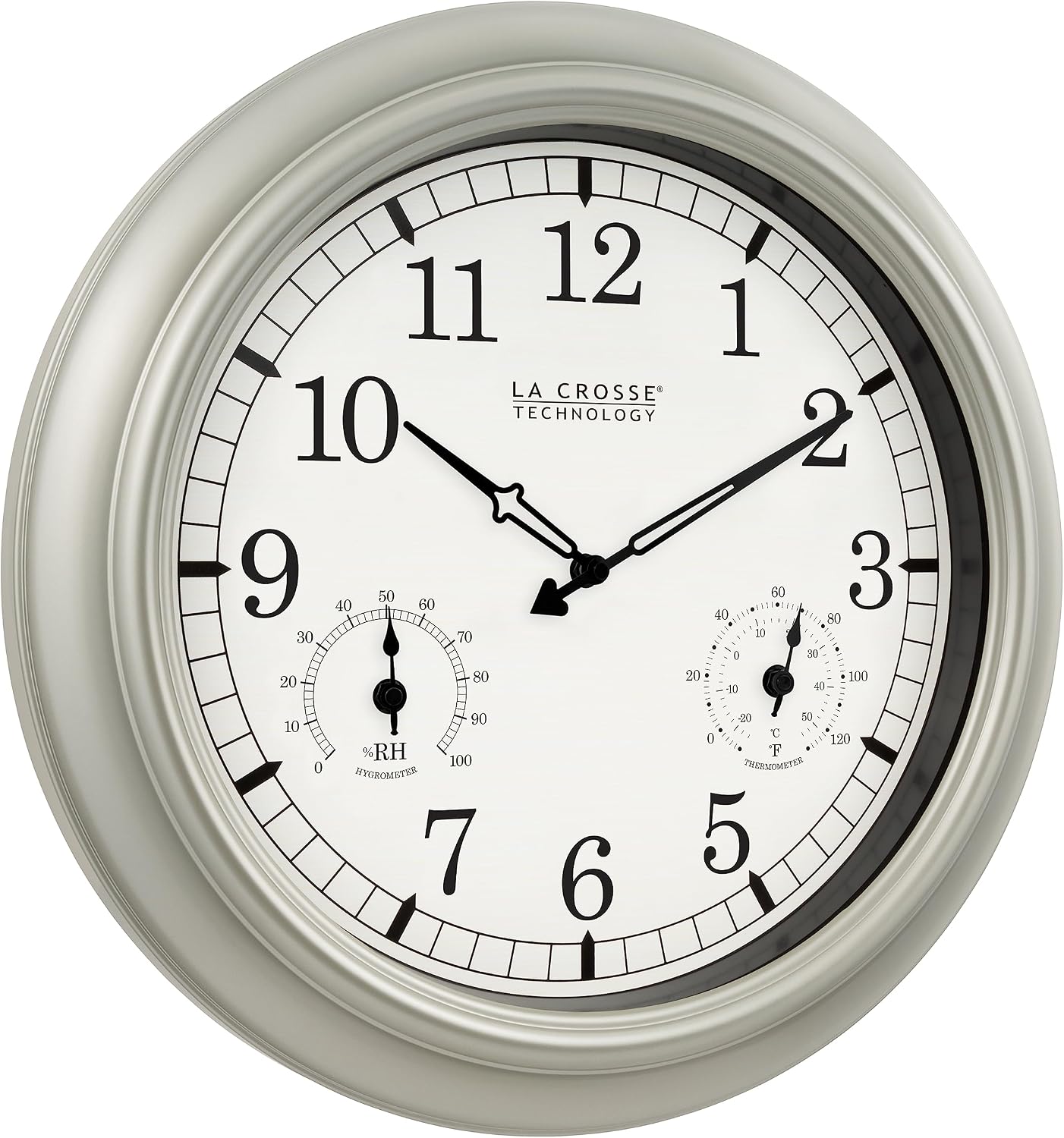 La Crosse Technology WT-3181PL-Q Quartz Time Analog Indoor/Outdoor Wall Clock, 18"
