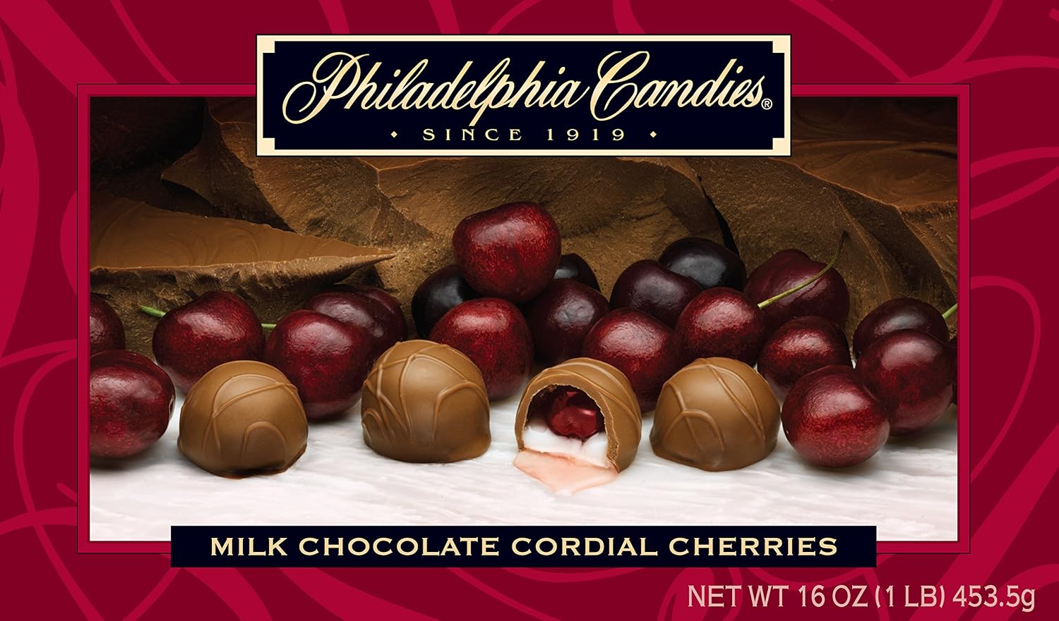 Philadelphia Candies Milk Chocolate Covered Cordial Cherries with Liquid Center Net Wt 1 lb