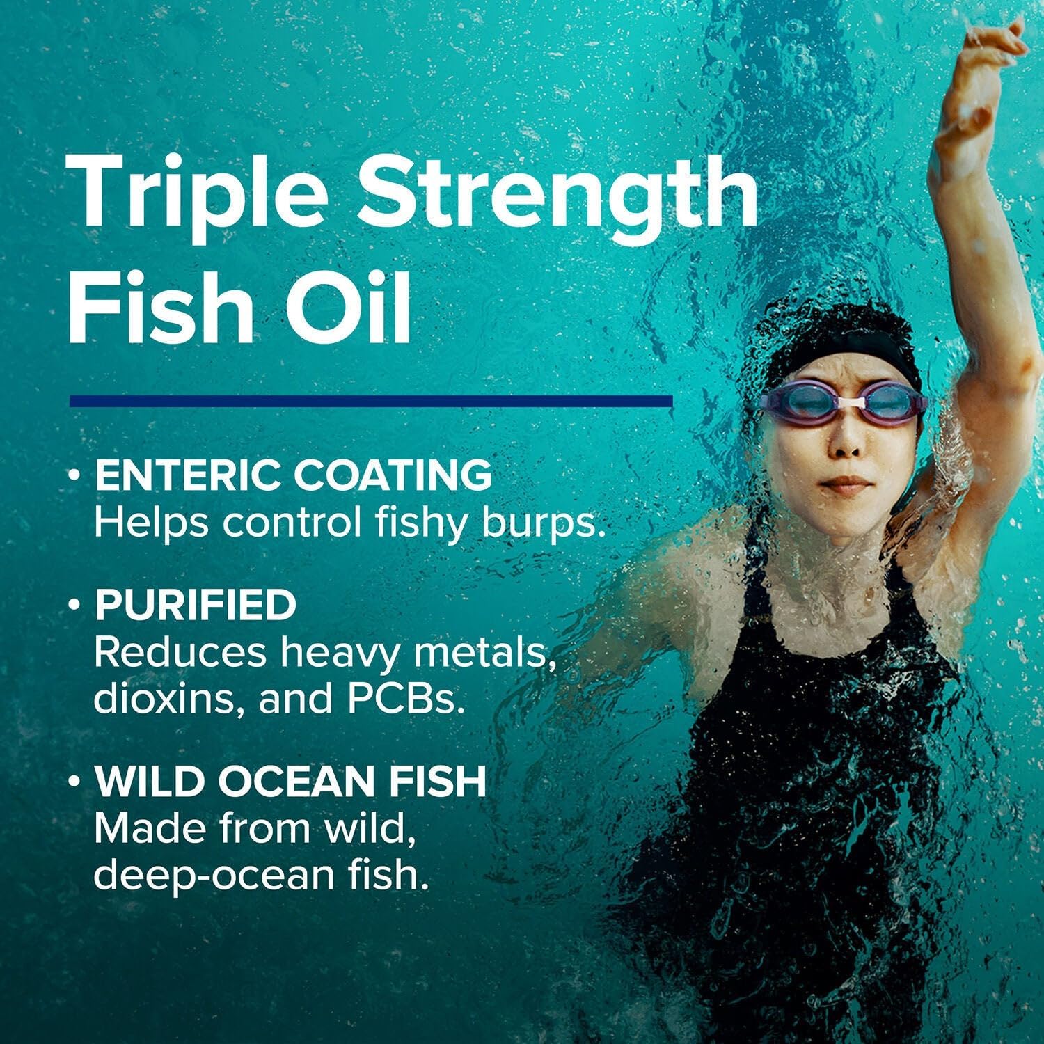 GNC Triple Strength Fish Oil Omega 3 Supplement, 1000mg EPA and DHA, Supports Heart, Brain, Skin, Eye and Joint Health, 60 Softgels
