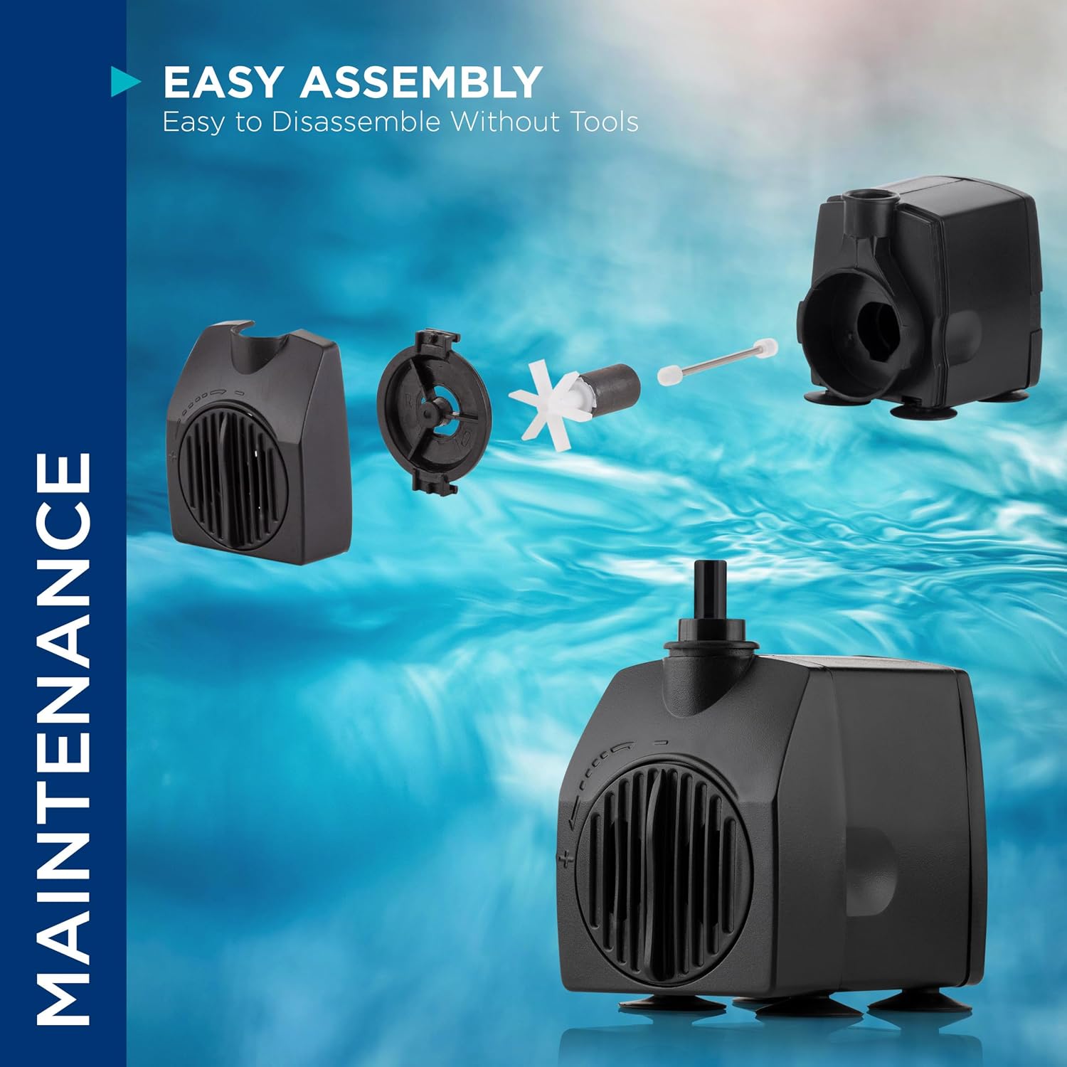 Alpine Corporation Outdoor Decor Power Head Pump for Small to Medium Fountains, Statuary, and Birdbaths with Moving Water