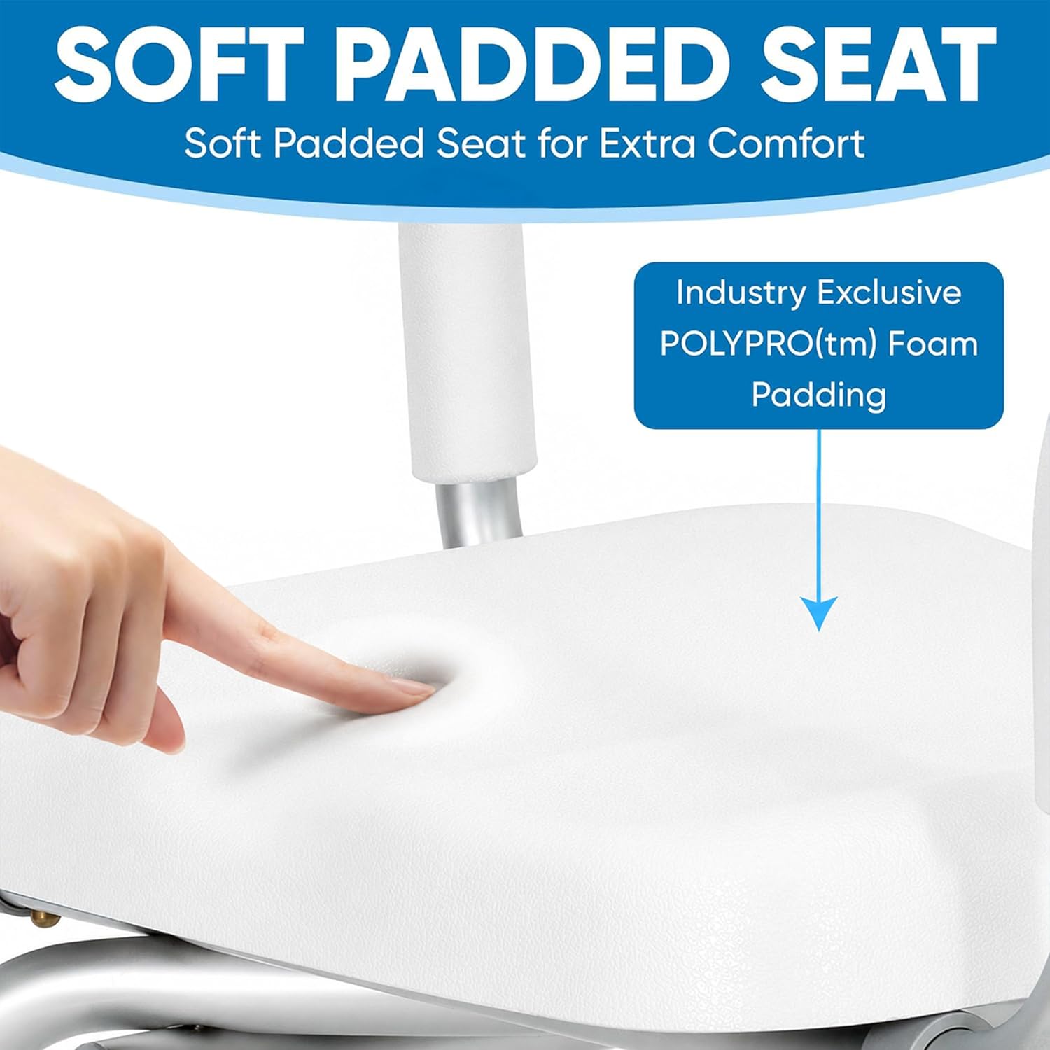 Comfortable Shower Chair for Elderly and Disabled for Inside Shower Seats | Sit Securely While Bathing - Blue, padded seat, adjustable height, aluminum frame, backrest, 400 lb