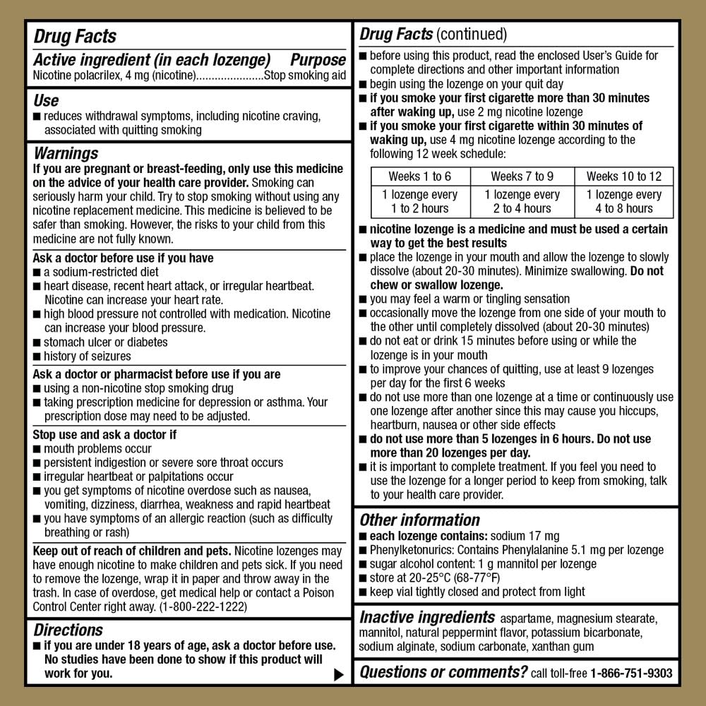 GoodSense Nicotine Polacrilex Lozenge 2 mg (Nicotine), Mint Flavor, Stop Smoking Aid; Quit Smoking with Nicotine Lozenge, 72 Count