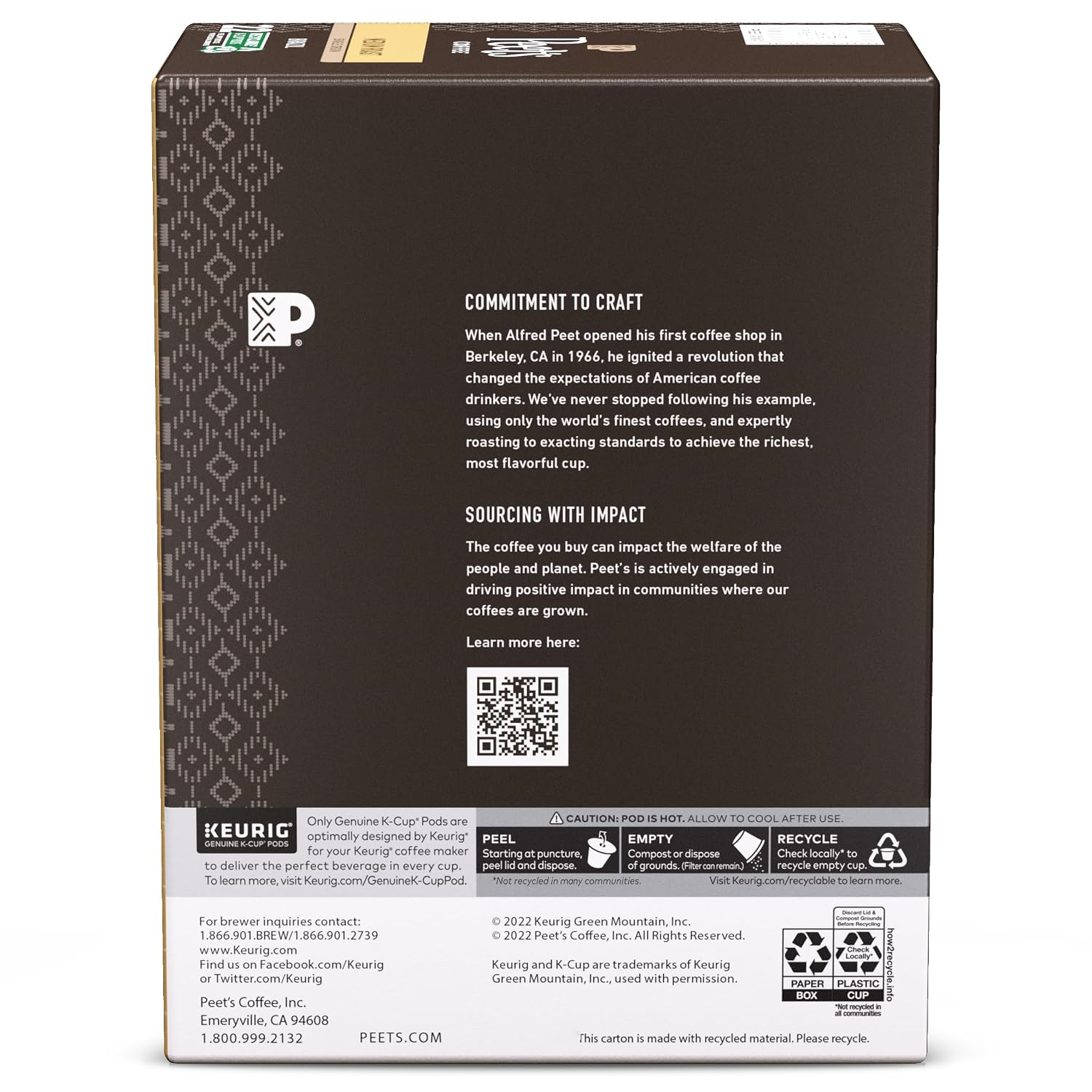 Peet's Coffee, Medium Roast Keurig K-Cup Pods, 100% Arabica Coffee - Big Bang 60 Count (6 Boxes of 10 K-Cup Pods)