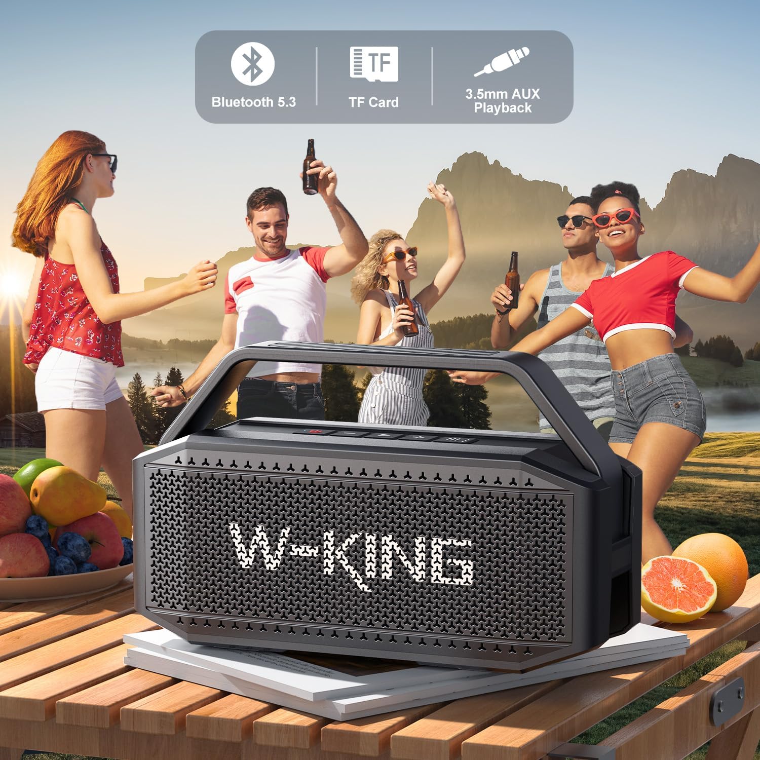 W-KING Bluetooth Speaker, 100W Peak Outdoor Portable Loud Speakers Wireless