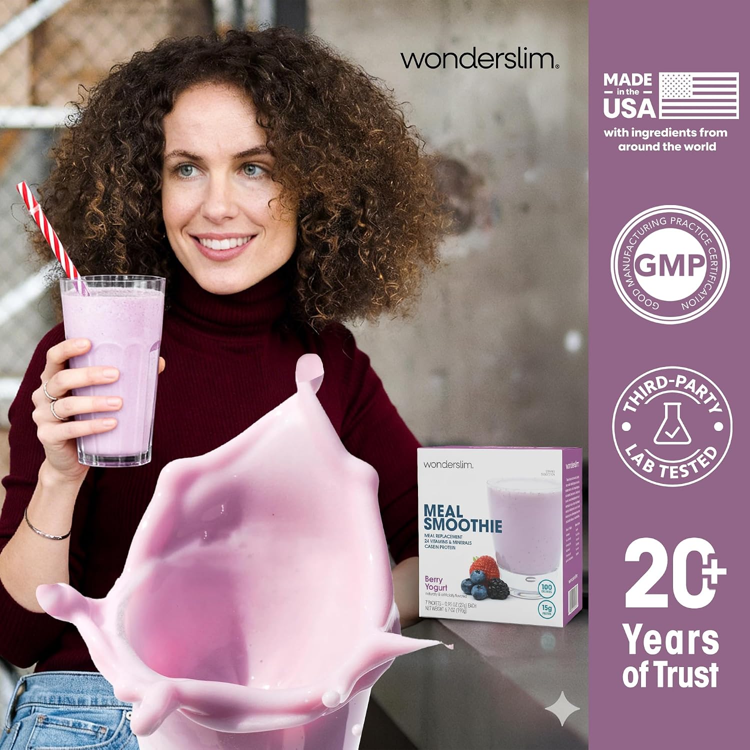 WonderSlim Protein Meal Replacement Shake – 15g Protein, 24 Vitamins & Minerals, Low Carb, Low Calorie, Gluten Free – Meal Replacement Drink for Weight Management, 7 Count Packets (Dark Cocoa Cream)