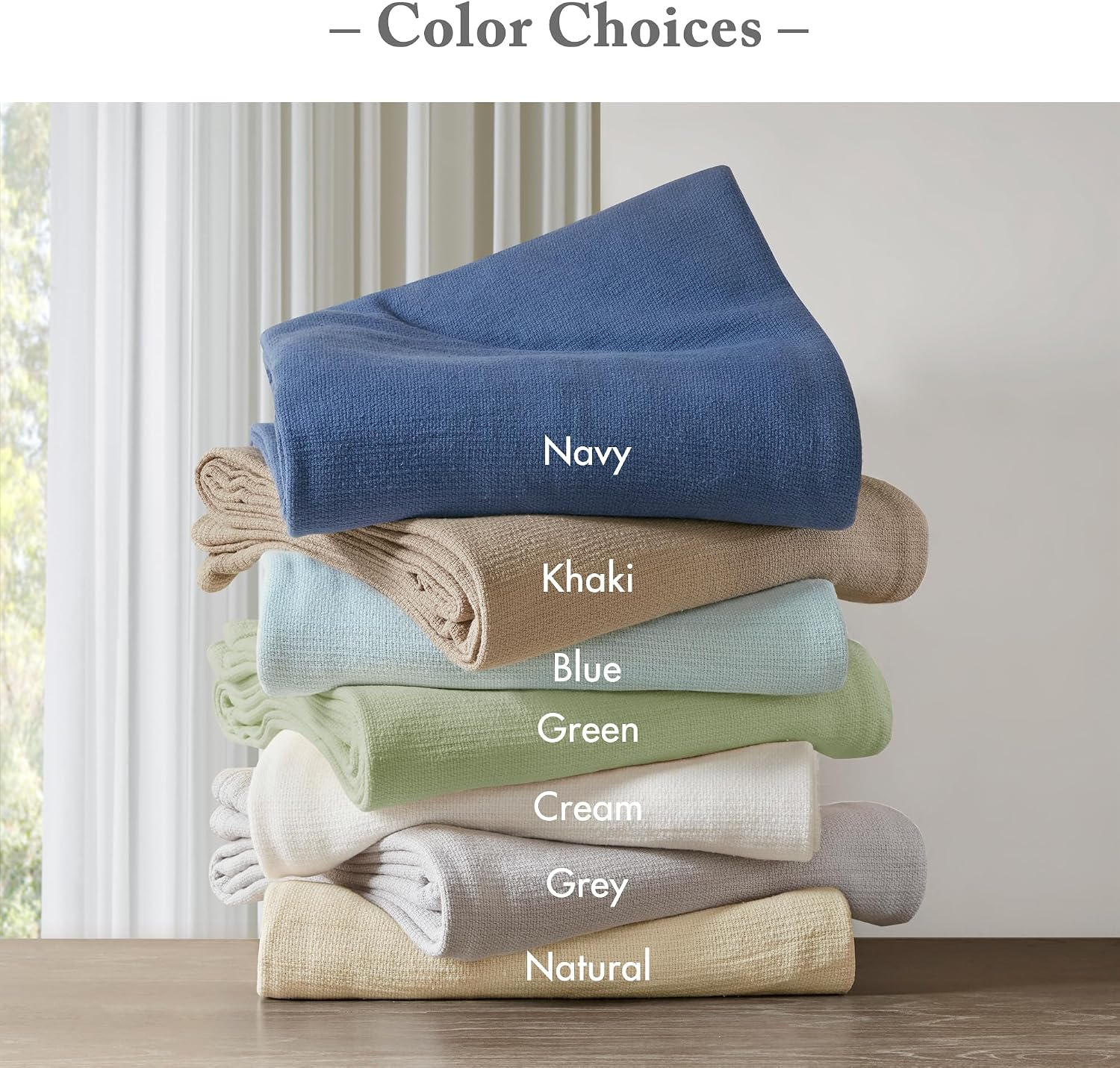 Madison Park 100% Cotton Breathable Queen Size Blanket for Bed, Blue | Freshspun Basketweave, All Season, Farmhouse Classic Bed Cover Full for Summer, OEKO TEX, Warm Home Essential For Couch, Sofa