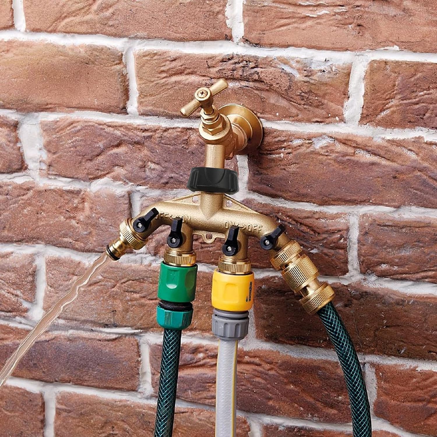 Hourleey Brass Garden Hose Splitter 2 Way, 3/4 Inch Hose Connector Tap Splitter, Hose Y Splitter