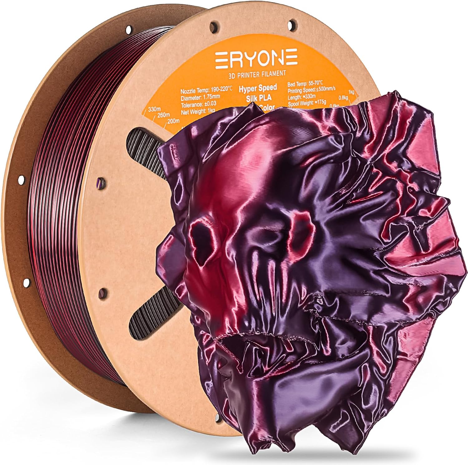 ERYONE Silk Filament PLA+ 1.75mm Upgraded Shiny 3D Printer Filament, Gloss Finish, Fit Most FDM Printer Stable Printing,1kg (2.2LBS)/Spool, Silver