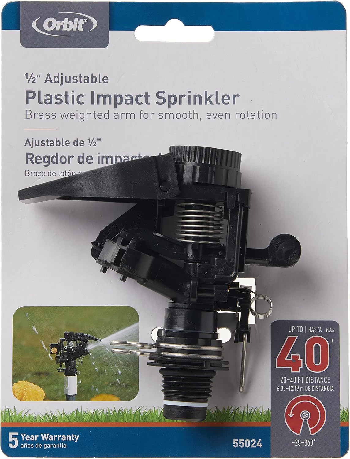 Orbit Underground 55024 Plastic Orbit Jet Impact Sprinkler Head, 1/2-Inch