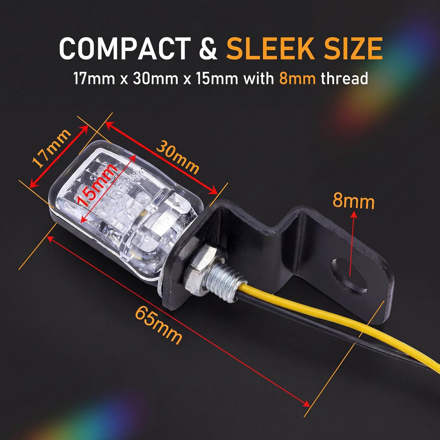 2PCS 12V Universal Motorcycle Mini Flowing LED Turn Signal Blinkers