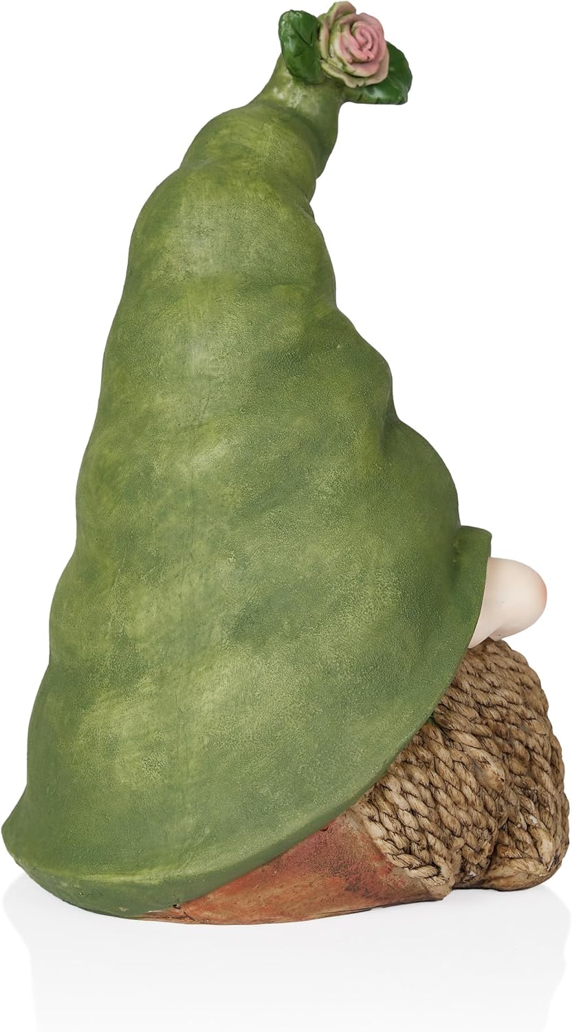 Alpine Corporation 12" Tall Traditional Outdoor Garden Gnome Yard Statue Decoration