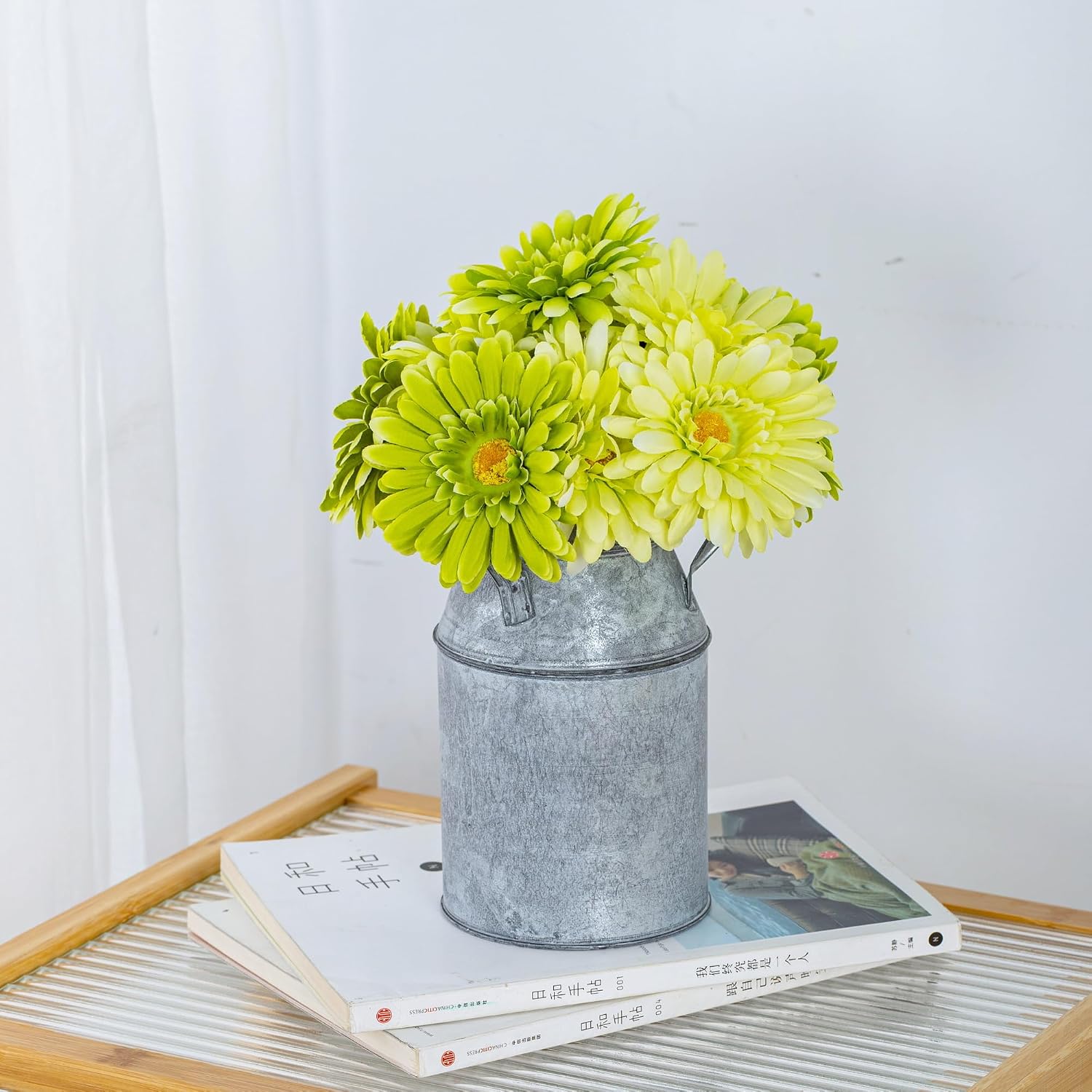 TOPIA Artificial African Daisies Flowers African Daisy Silk Flowers Artificial Gerbera Daisies Pack of 10 (Yellow)