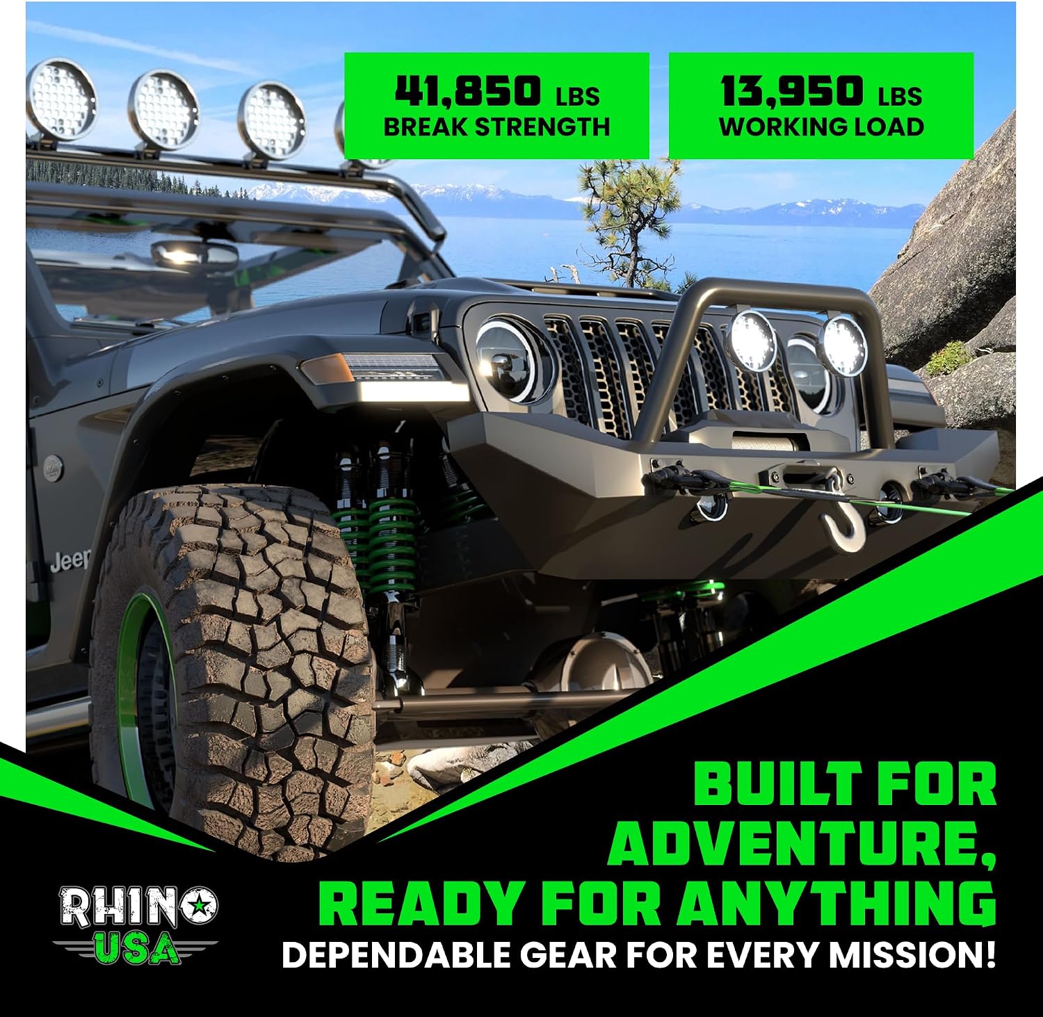 Rhino USA D Ring Shackles (2-Pack) - 41,850lb Break Strength