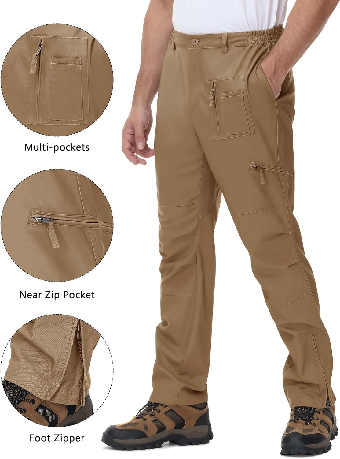 CRYSULLY Mens Tactical Cargo Pants Ripstop Cotton Military Hiking Work