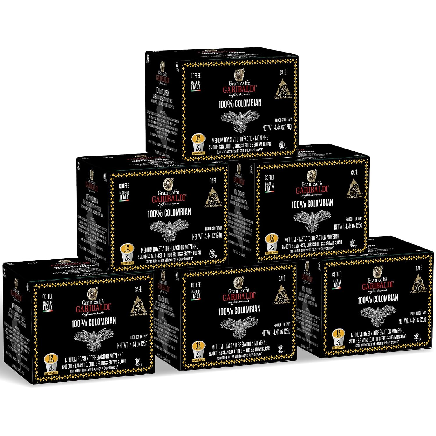 Caffè Garibaldi Colombian Coffee Pods for Keurig K-Cup Brewers, 12 Count