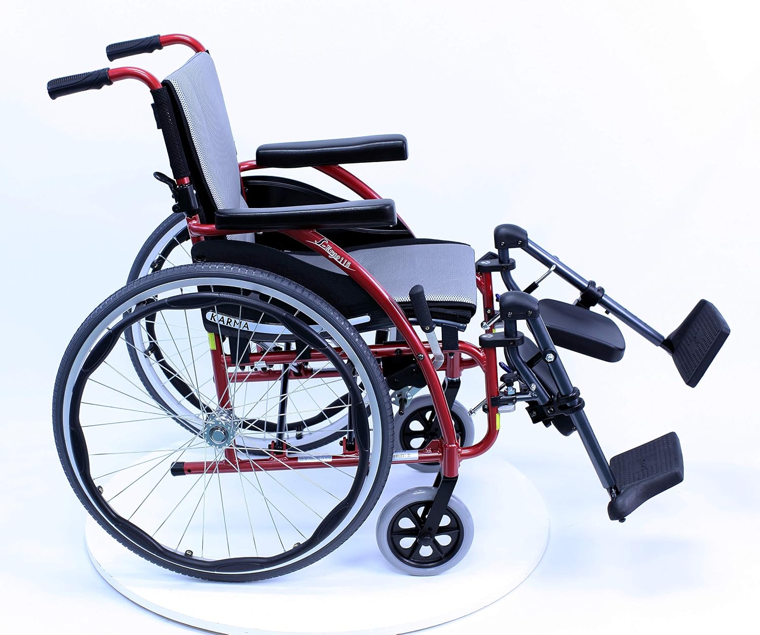 Karman 25 lbs Ergonomic Wheelchair with Removable Footrest 18" Silver