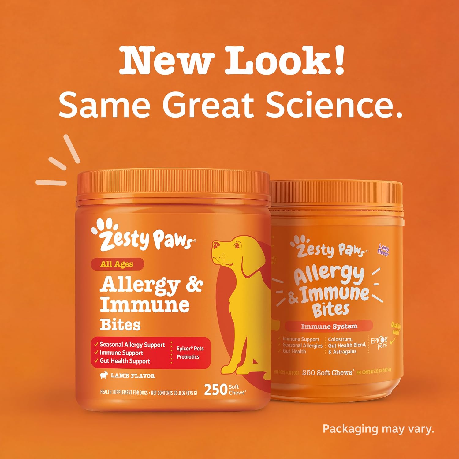 Zesty Paws Allergy Immune Bites - Dog Allergy Chews, Dog Probiotics for Itchy Skin and Ears, Lamb, 90ct