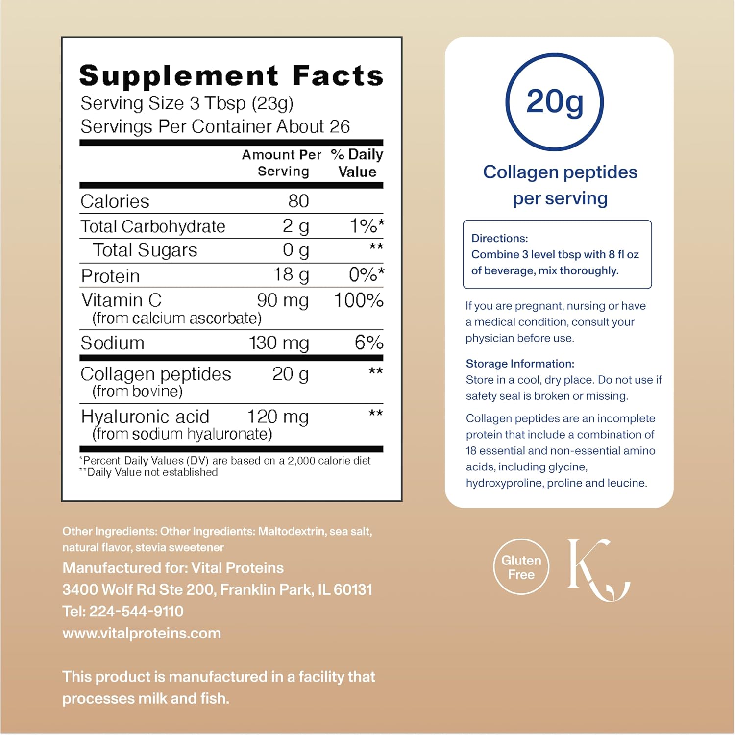 Vital Proteins Collagen Peptides Powder Advanced, Unflavored, 20oz | Hyaluronic Acid & Vitamin C, Supports Hair Skin & Nails, Collagen Peptides, 27 Servings
