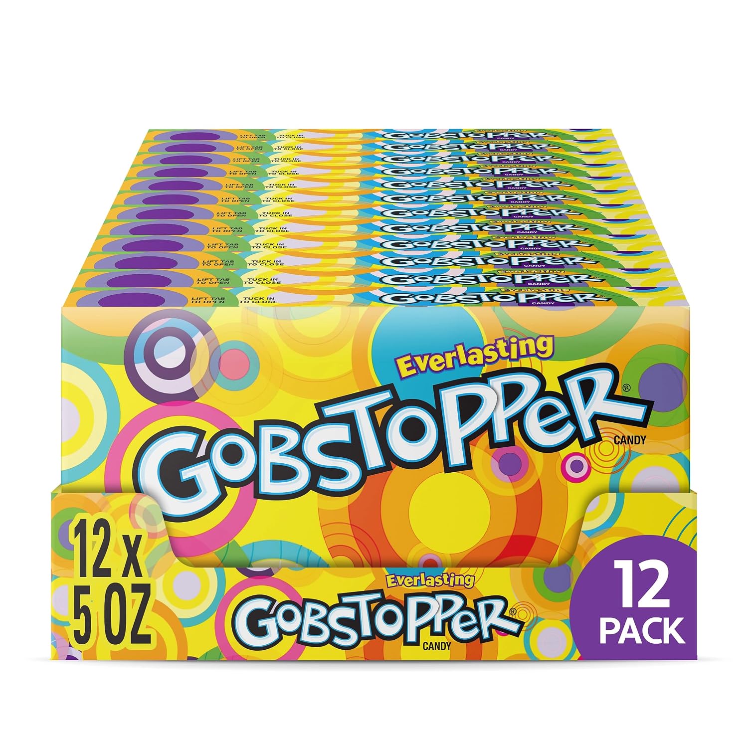 Wonka Everlasting Gobstopper, Candy, Jawbreaker Candy, 5 oz (12 ct) | Color-changing layered jawbreakers, vibrant flavors, concession box, movie night, party bowls, sharing