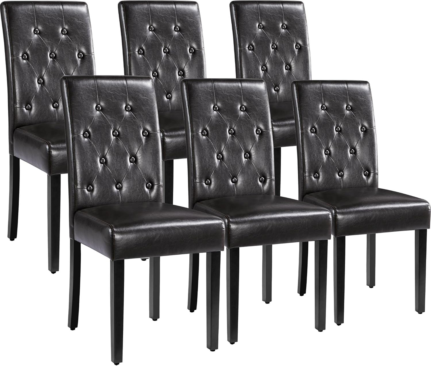 Yaheetech Dining Chairs Set of 2 Button Tufted Kitchen Chairs Brown