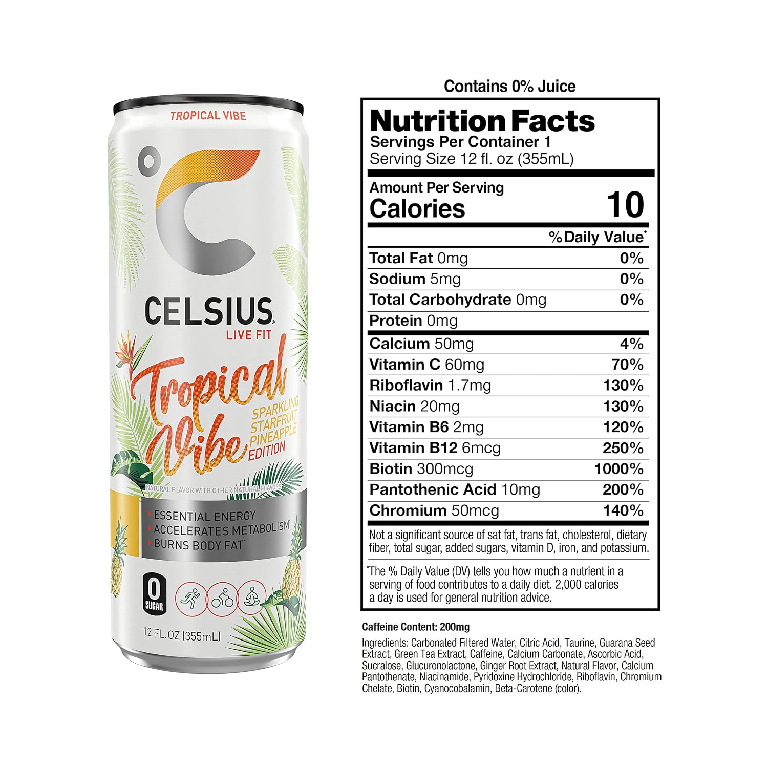 CELSIUS Sparkling Orange, Sugar Free Energy Drink, 12 Fl Oz (Pack of 4)