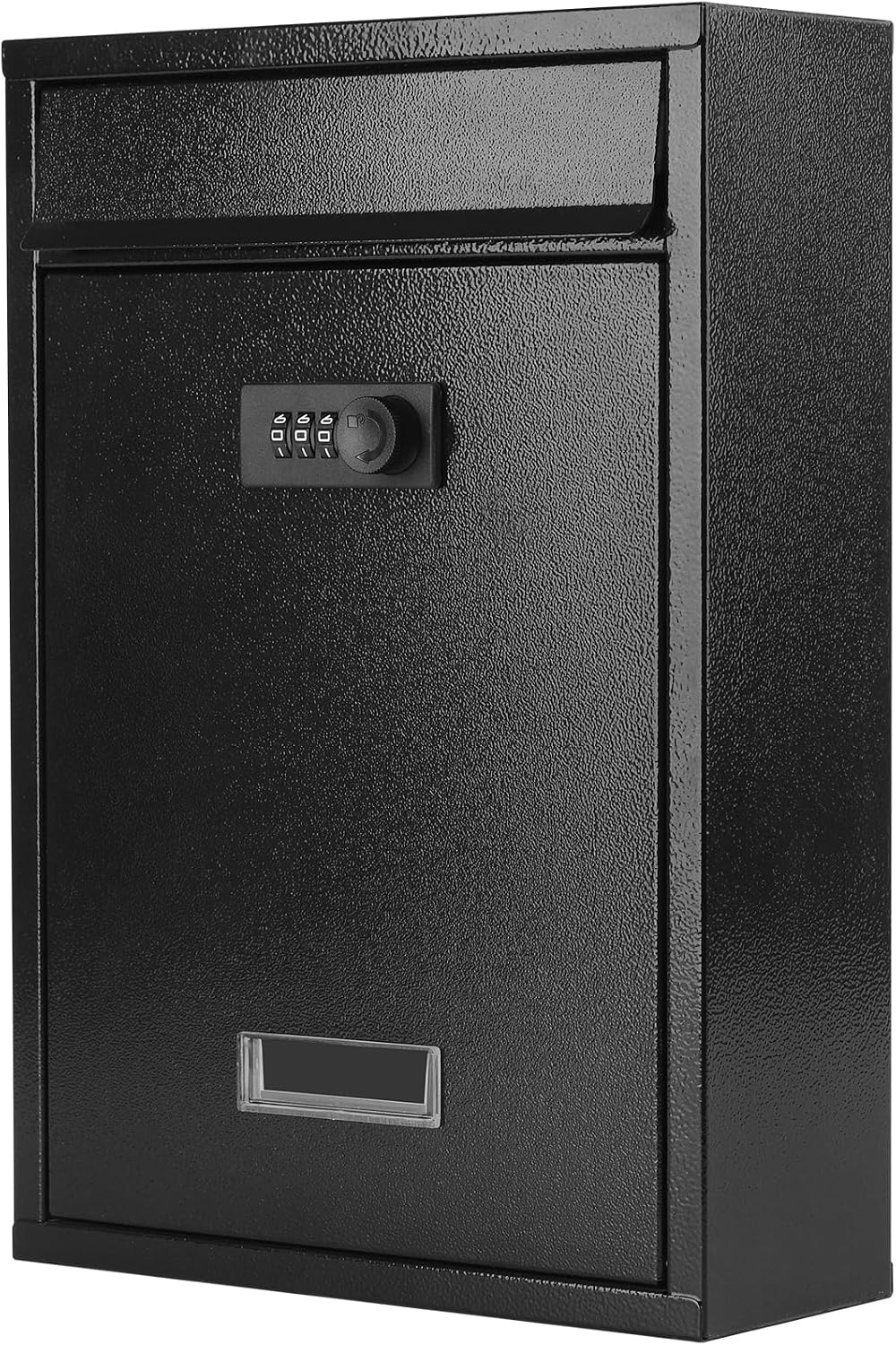 KYODOLED Mailbox for Outside, Wall Mount Locking Mailbox, Security Drop Box with Key Lock for Letters, Cash, Cards, Steel Mail Box for House Office School, 12.4H x 8.54L x 3.35W Inches, Black