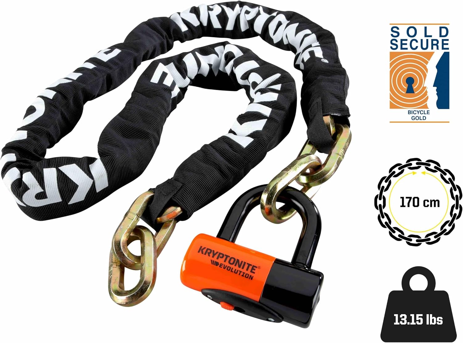 Kryptonite New York FAHGETTABOUDIT 1217 Bike Chain Lock, 5.5 FT Long 12mm Steel Chain Heavy Duty Anti-Theft Bicycle Chain Lock with Keys