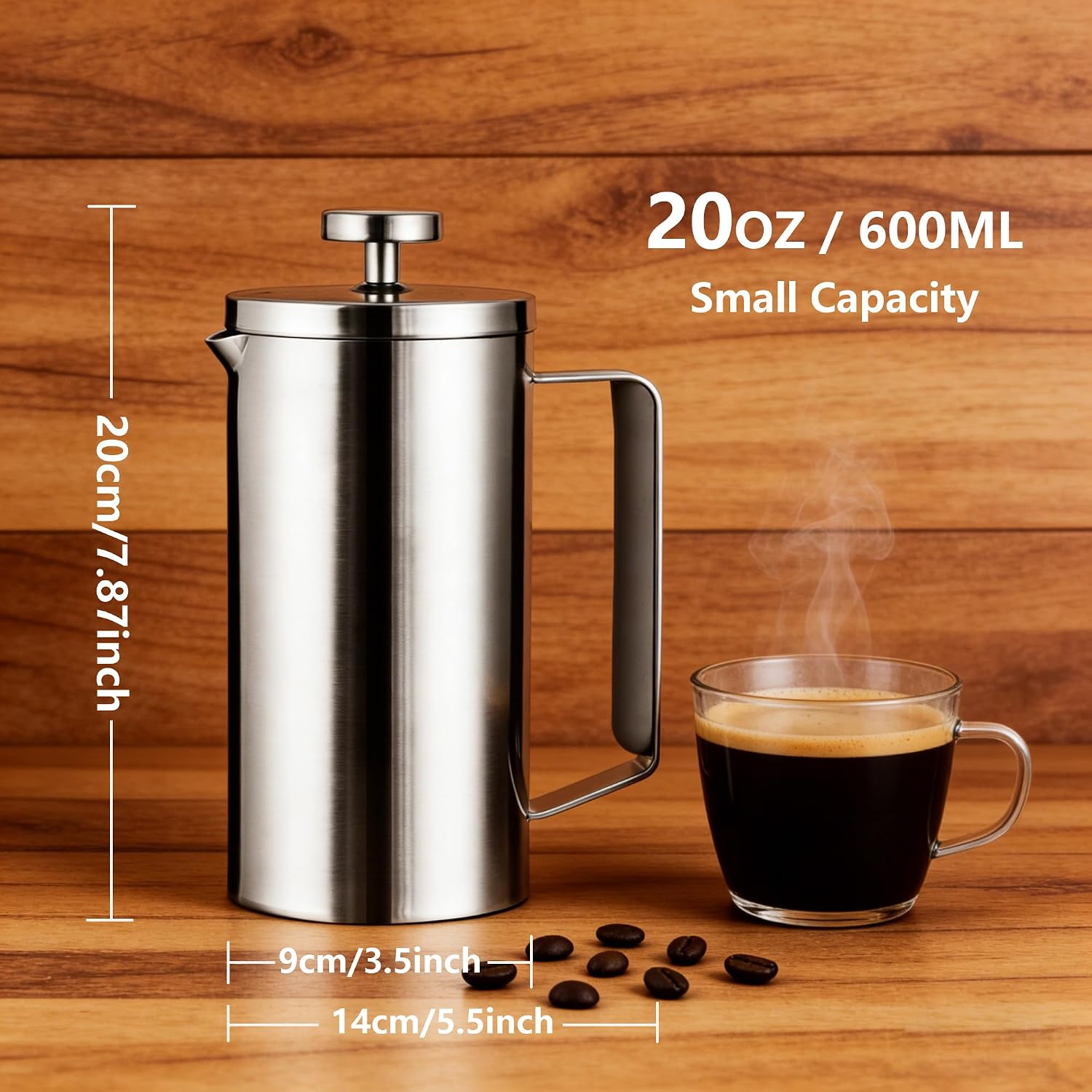 Black French Press Stainless Steel 34oz