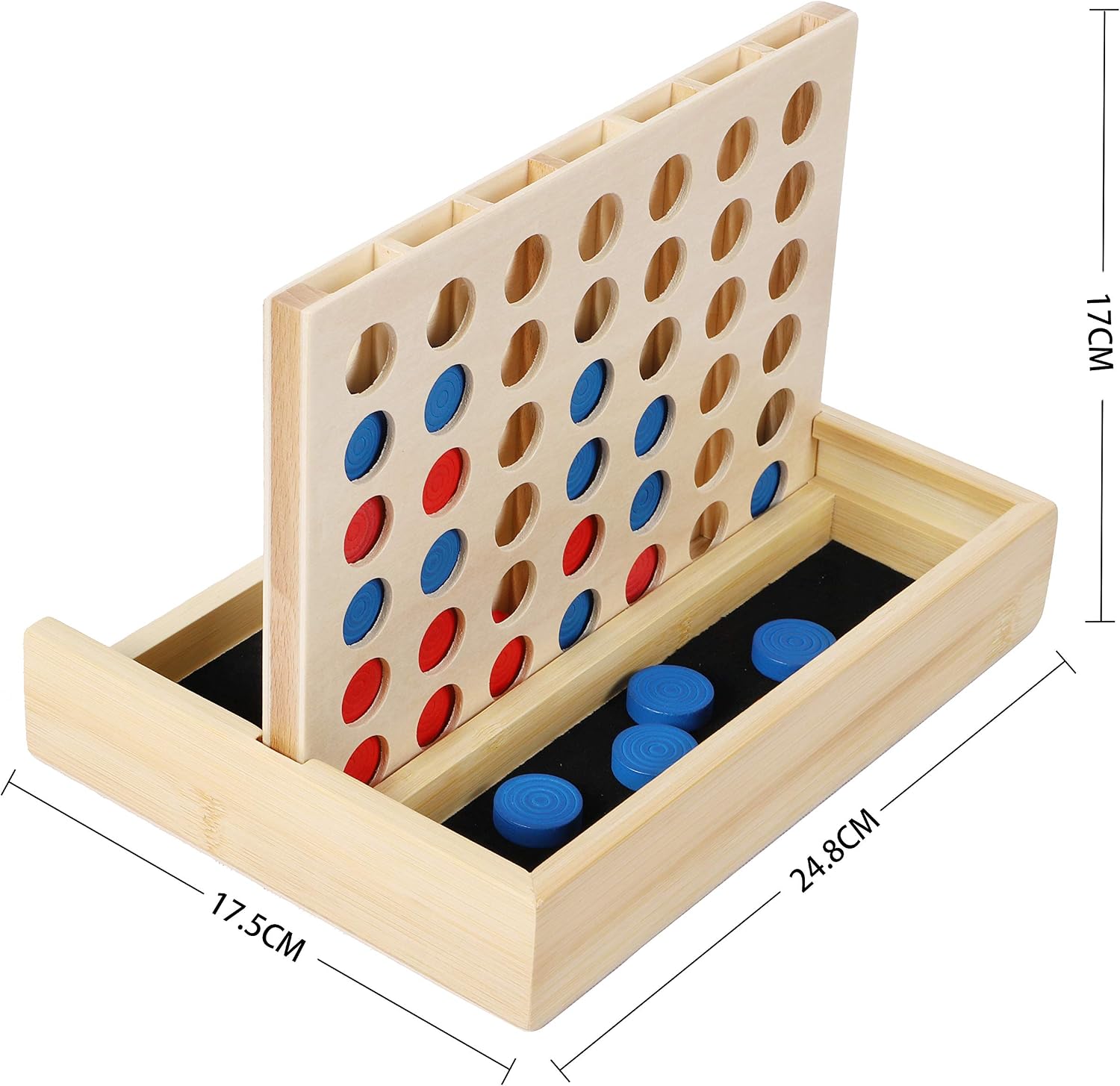 TOWO Wooden 4 in a Row Game, Classic Strategy Board Game for Kids
