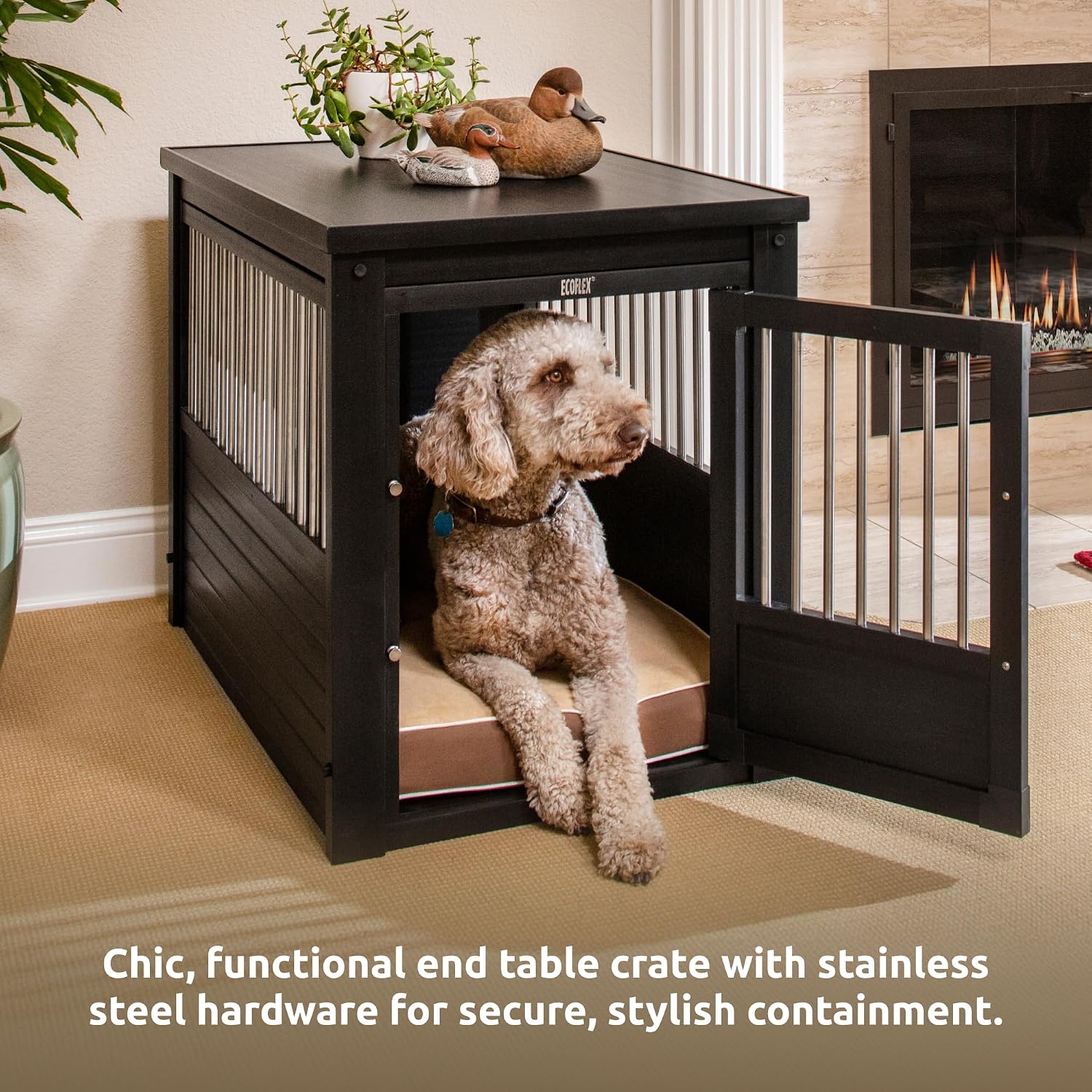 New Age Pet ecoFLEX Pet Crate/End Table, Small, Grey, Model:EHHC405S