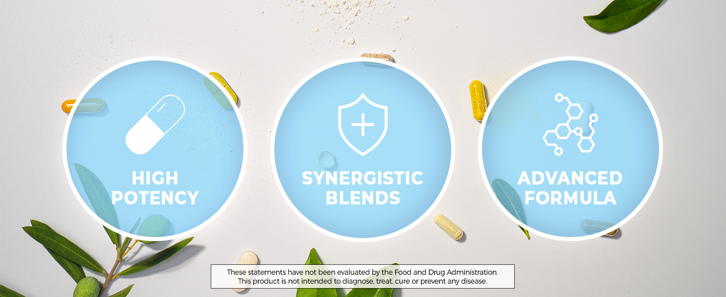 Product Actions High Potency Synergistic Blends Advanced Formula Capsules Tablets Blue