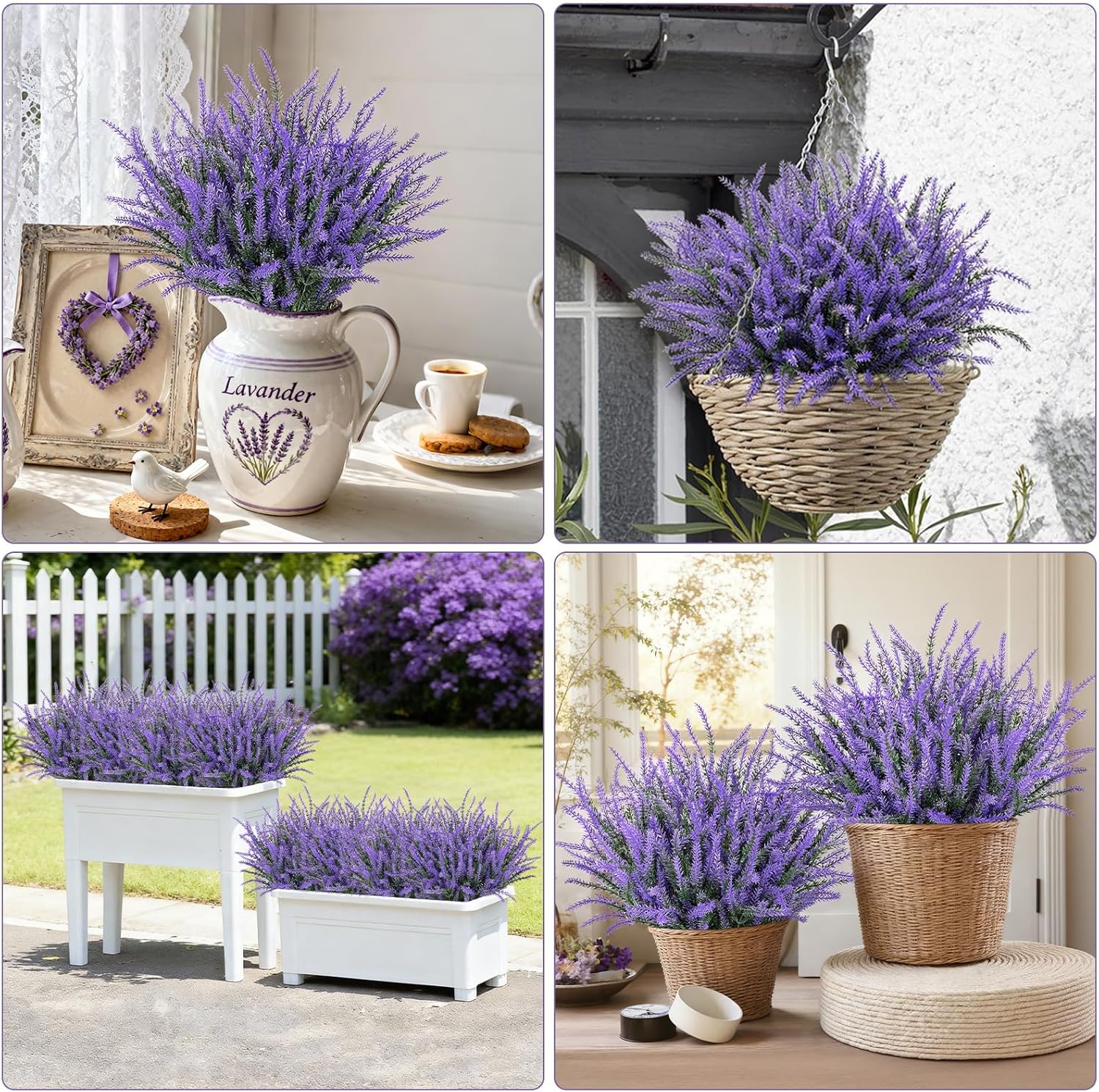 10 Bundles Fake Flowers Artificial Lavender Plants, Purple