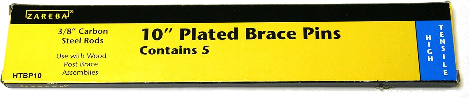 Zareba 10 Inch Galvanized Brace Pin for Electric Fence - Durable Galvanized Steel Construction - 5 Pack - HTBP10