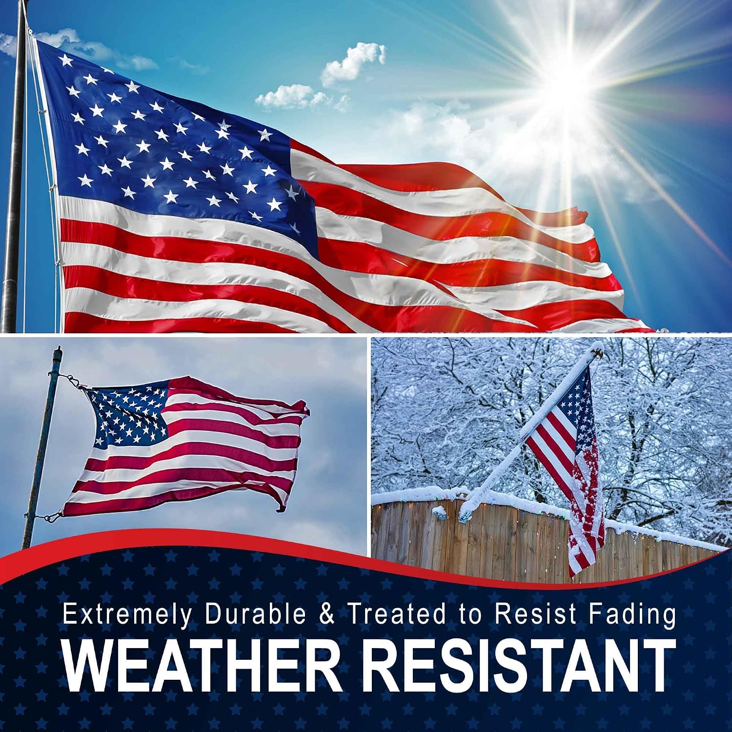 American Flag 6x10 Made in USA – Heavy Duty 2‑Ply Polyester Outdoor US Flag, Embroidered Stars & Sewn Stripes