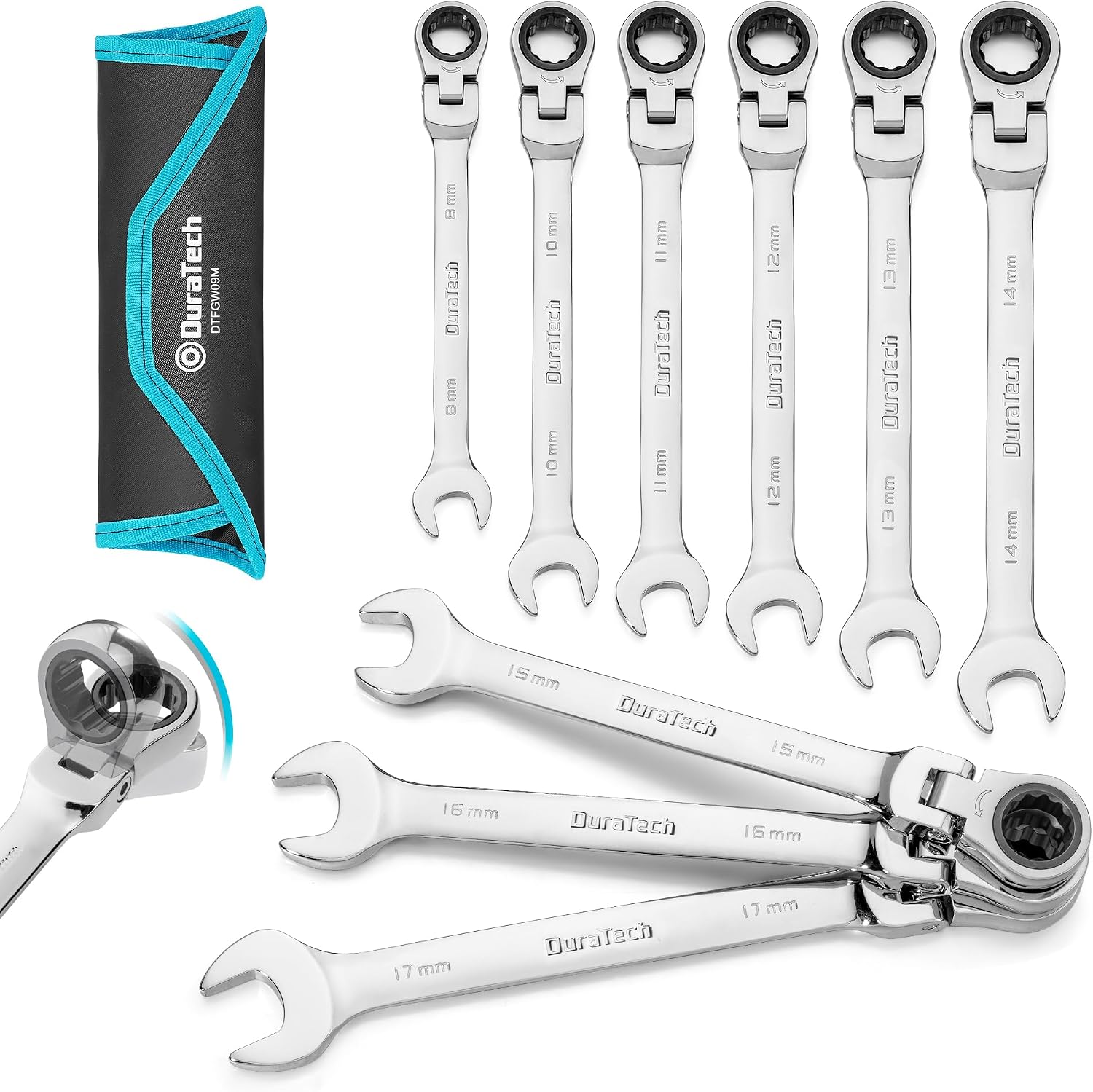 DURATECH 22-Piece Ratcheting Wrench Set, Combination Wrench Set, Metric&SAE