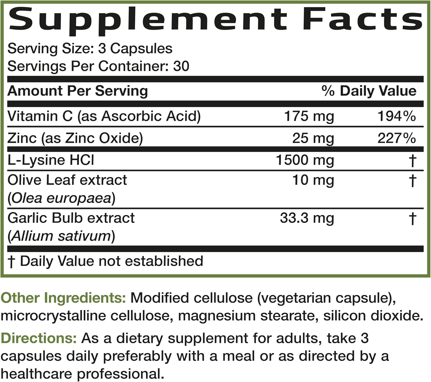 Bronson L-Lysine Defense Immune Support Complex, 1500 mg, 90 Capsules