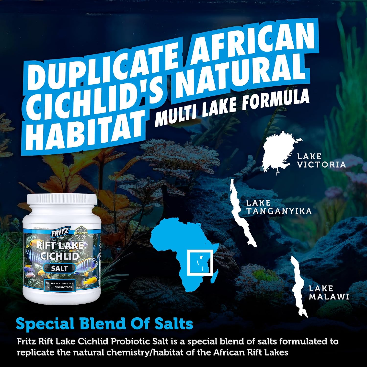 Fritz Aquatics Rift Lake Cichlid Salt Multi-Lake Formula with Probiotics (3-Pound)
