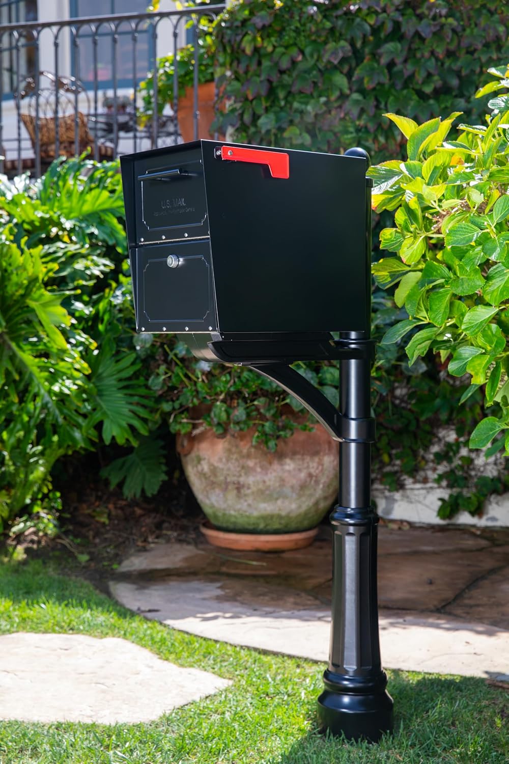 Architectural Mailboxes Oasis TriBolt Locking Post Mount Mailbox, Black